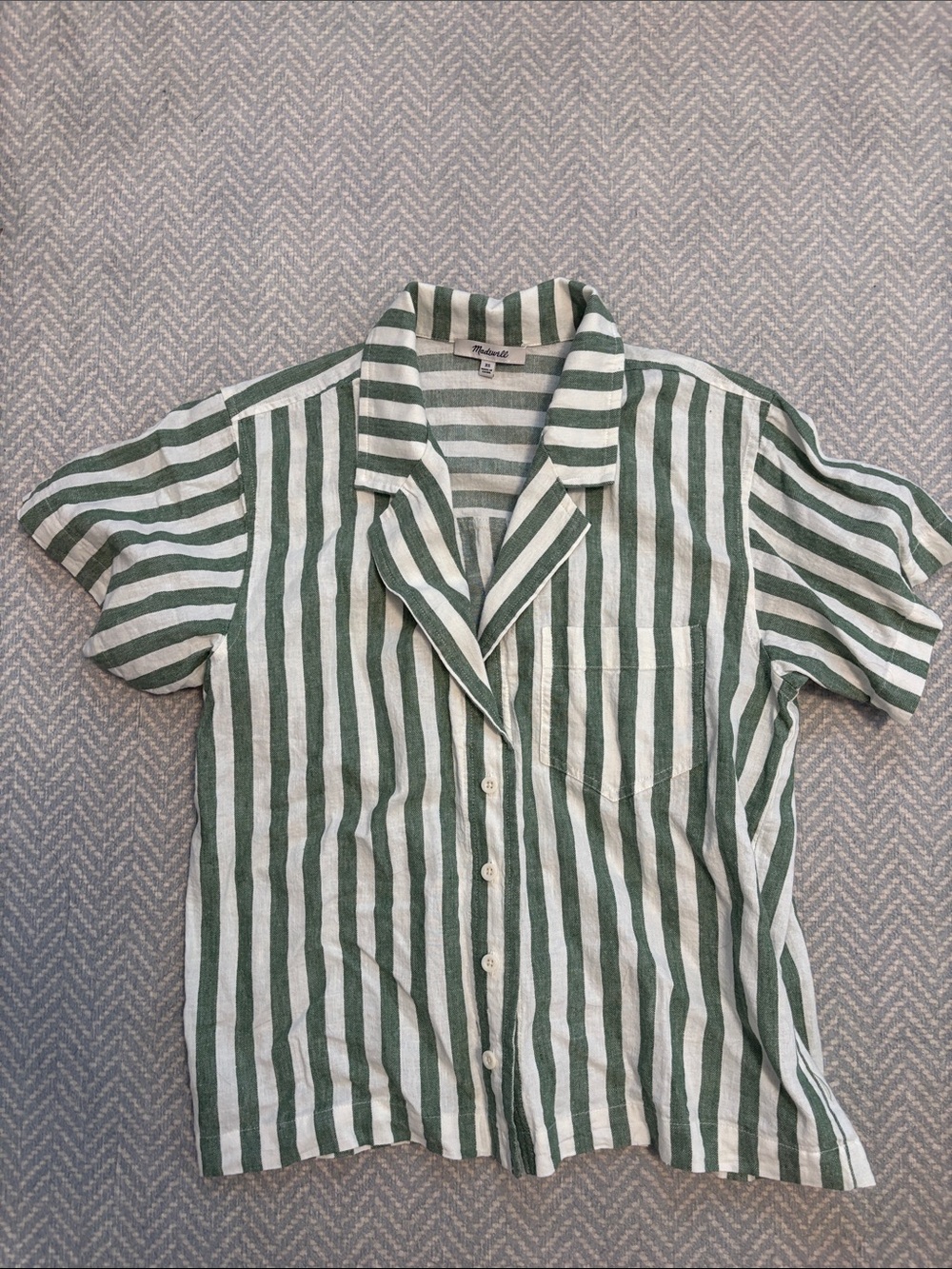NEW Madewell Linen Short Sleeve Button-Down